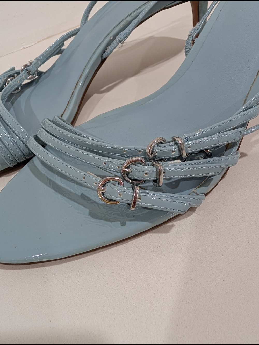 Zara Light Blue Strappy Slingback Sandals